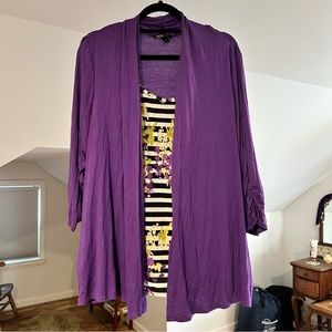 AGB Purple stripes Ruffle 1 Piece Shirt